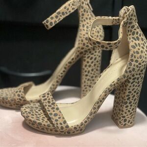 Leopard Print Block Heel Sandals